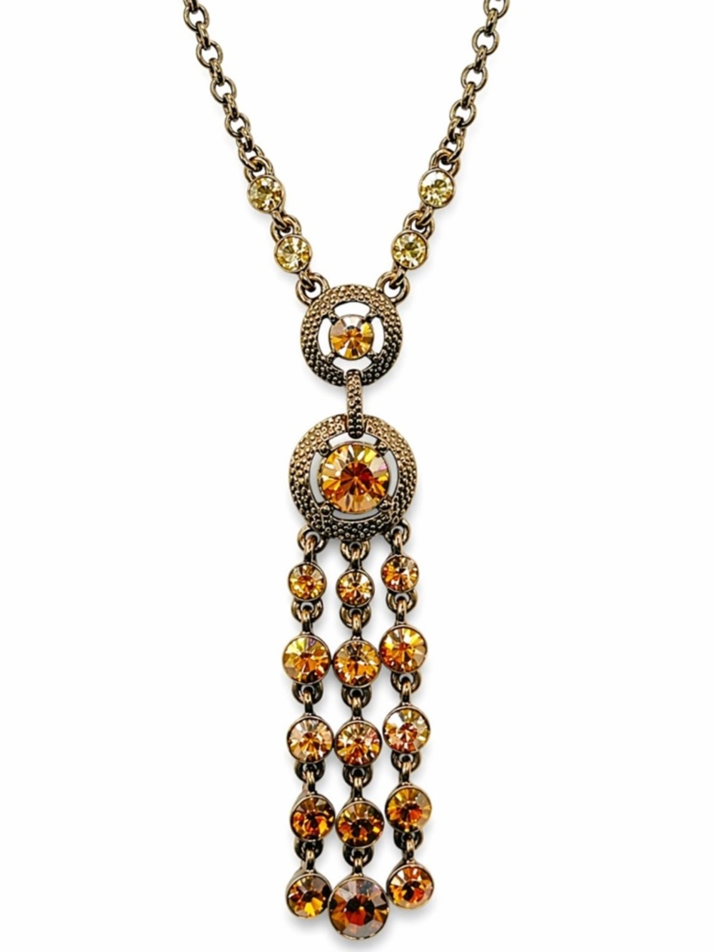 Givenchy Linear Elegant Brown Crystal Necklace.